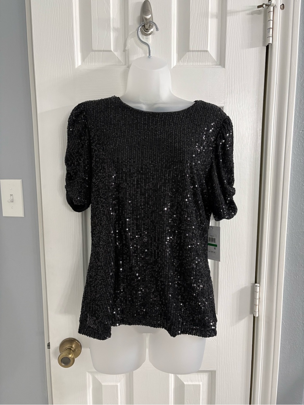 DKNY Black Sequin Short Sleeve Tee